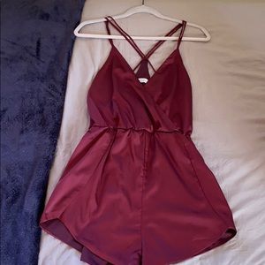 Maroon cinched waist romper